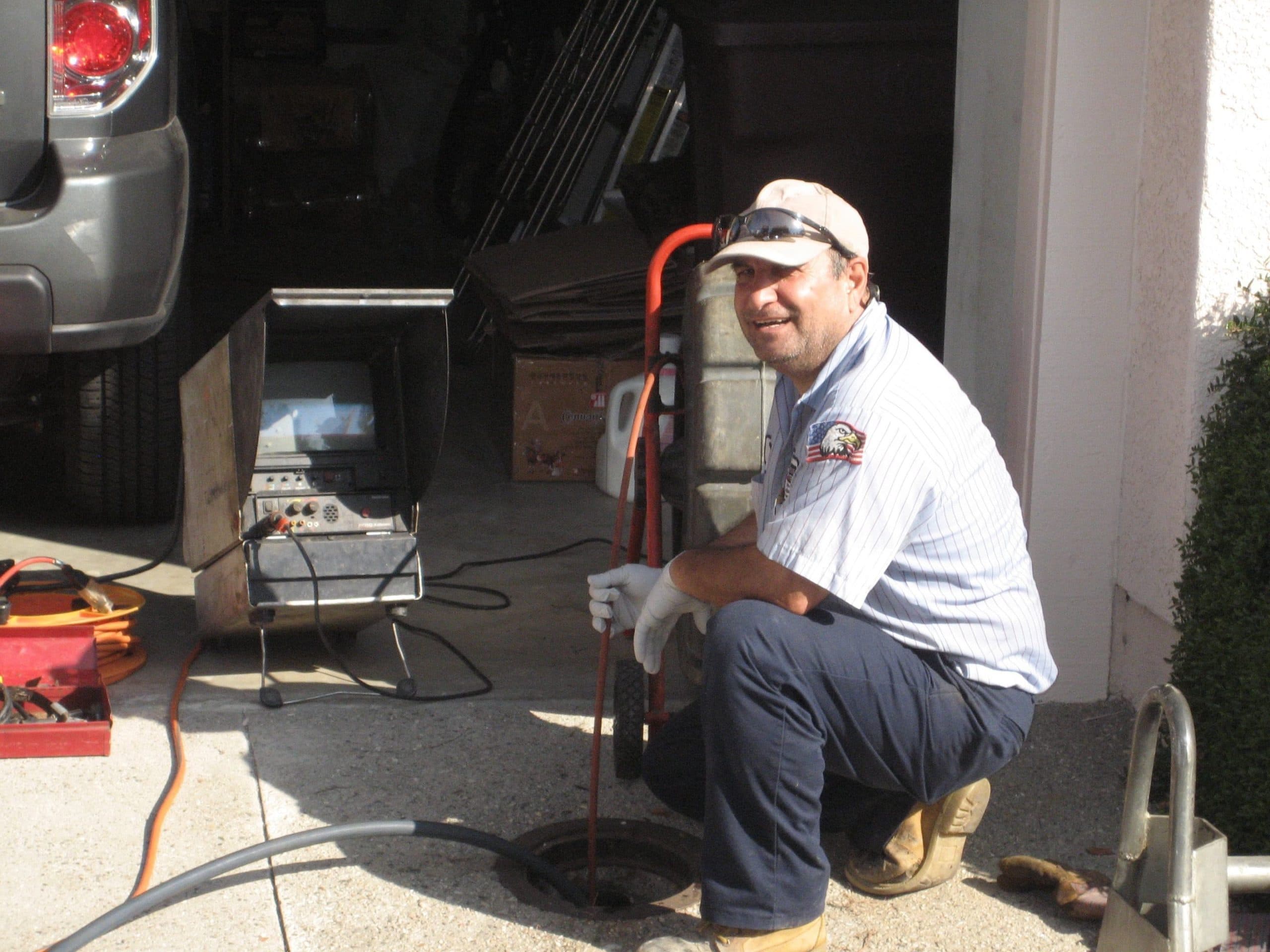 Sewer camera inspection in progress